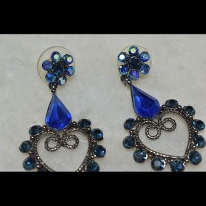 Blue glass earrings antique looking. Vintage